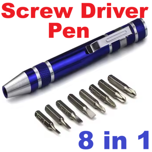 Hot Portable 8 in 1 Aluminum Pen Style Screw Driver Multi-Tool Precision Mobile phone Repair Tool Kit Screwdriver Set Bits