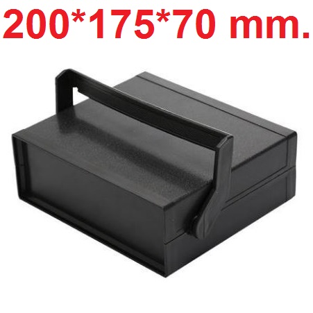 กล่องพลาสติก ขนาด 200*175*70 mm. มีขาตั้ง พับเก็บได้ สีดำ Black Plastic Electronic Enclosure Project Box Instrument Desk Case Shell With Handle