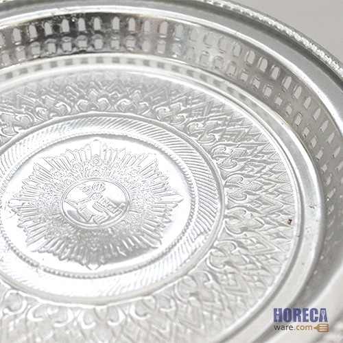 Thai pattern Khanto tray, silver, 22 cm, seal