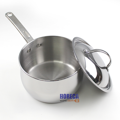 Two-handled pot, 24 cm, with glass lid, 7.6 liters, white steel, Meyer brand