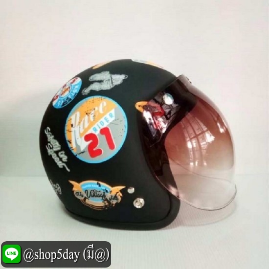 ALTRAX หมวกกันน็อควินเทจคลาสสิค ราคาถูก รุ่น RETRO นวมถอดซักได้ สีดำด้าน พร้อมชิวBUBBLE สีทูโทน