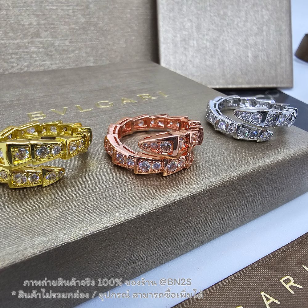 สีทอง | แหวนงู บูการี Bugari SERPENTI RING รุ่นงู ล้อมเพชร ปรับได้ฟรีไซส์ มี 3 สีให้เลือก งานสวยใส่ออกงาน รับรองเล่นไฟ สี เงิน ทอง พิงค์โกลด์ แหวนค่อนข้างจะหนา ใหญ่ กว่าปกติ แนะนำคนนิ้วใหญ่จะใส่สวย หากผุ้หญิง