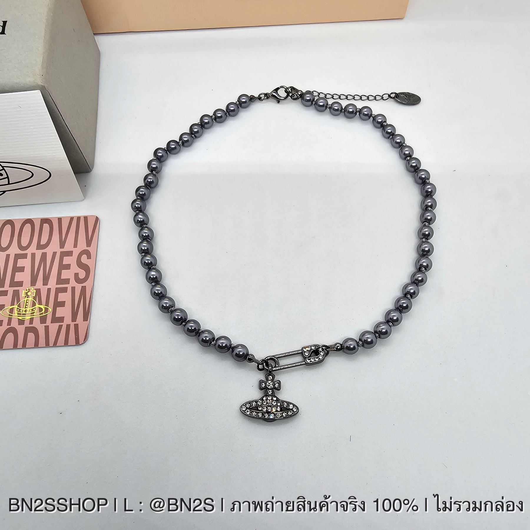 สร้อยคอ | Vivienne Westwood Lucerce Chocker สร้อยคอวิเวียน จี้เข็มกลัด สีดำ