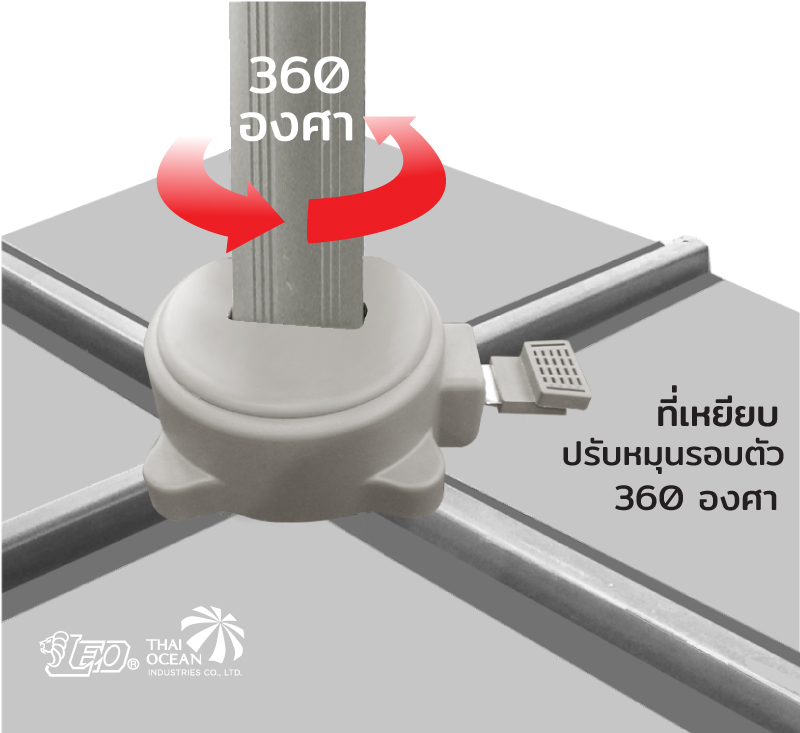 Leo ร่มเสาข้าง ขนาดใหญ่ 3.40 เมตร ปรับทิศทาง หมุนรอบตัวได้ 360 องศา ร่มสนามตัวแอล No.Z170RD6-