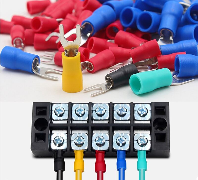 SV1.25-4 หางปลาแฉก สีน้ำเงิน แพ็คละ 20 ตัว SV Series Crimp Terminal Fork Spade Wire Connector Copper Insulated Forked SV1.25