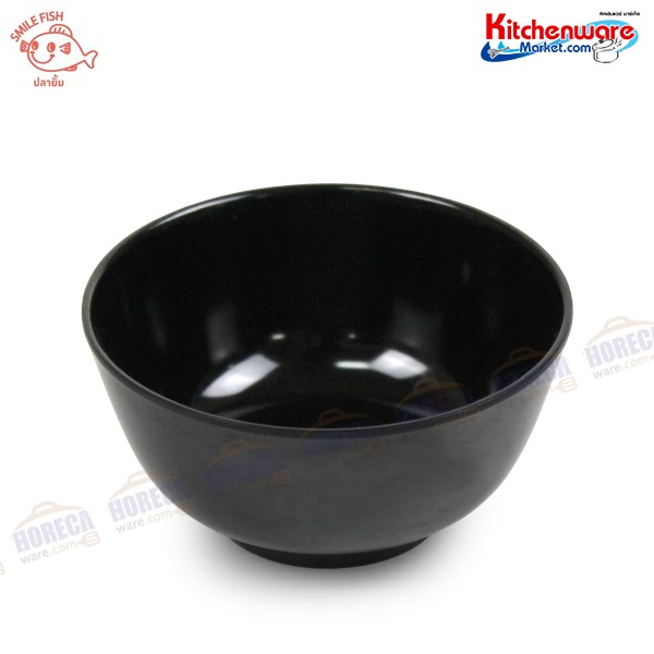 [Black] 4.5 inch divided bowl, smiling fish, Pro