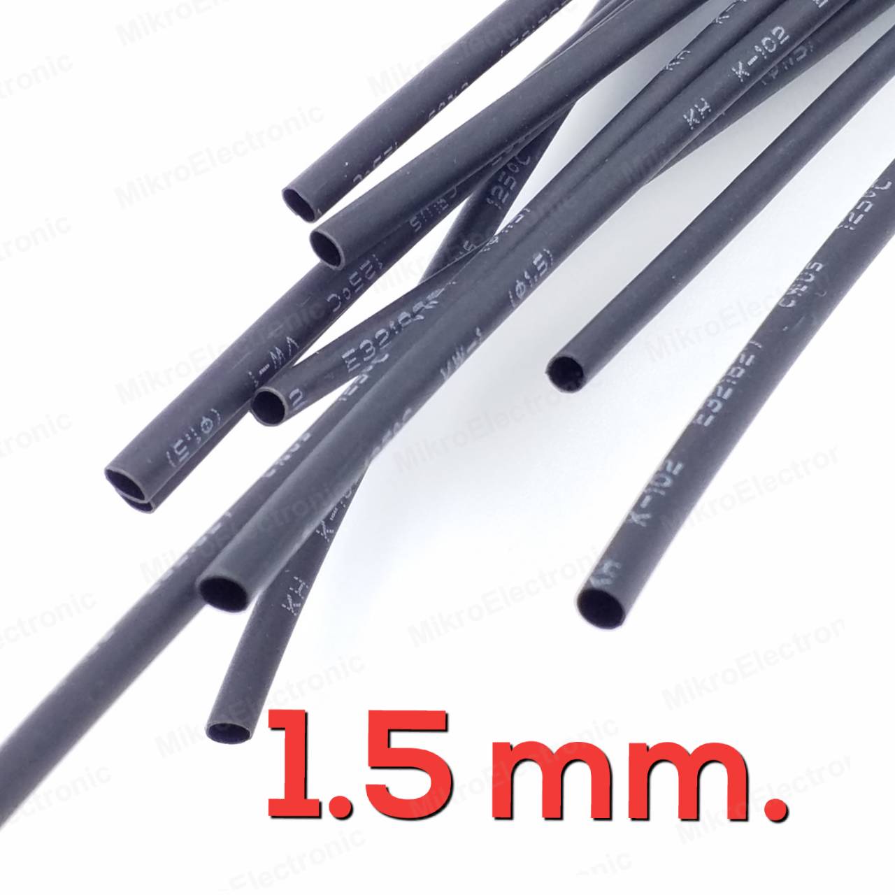 ท่อหด สีดำ ขนาด 1.5 mm. ยาว 1 เมตร อัตราส่วนการหด 2:1 Heat Shrinkable Tube