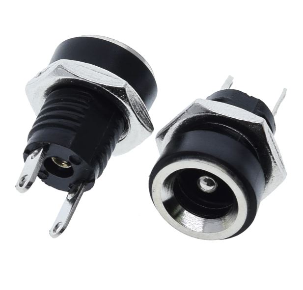 แจ็ค DC-022B 5.5*2.1mm. female DC socket DC Power Socket Jack Connector Socket with Nut 2Pin Soldering 5.5x2.1mm.