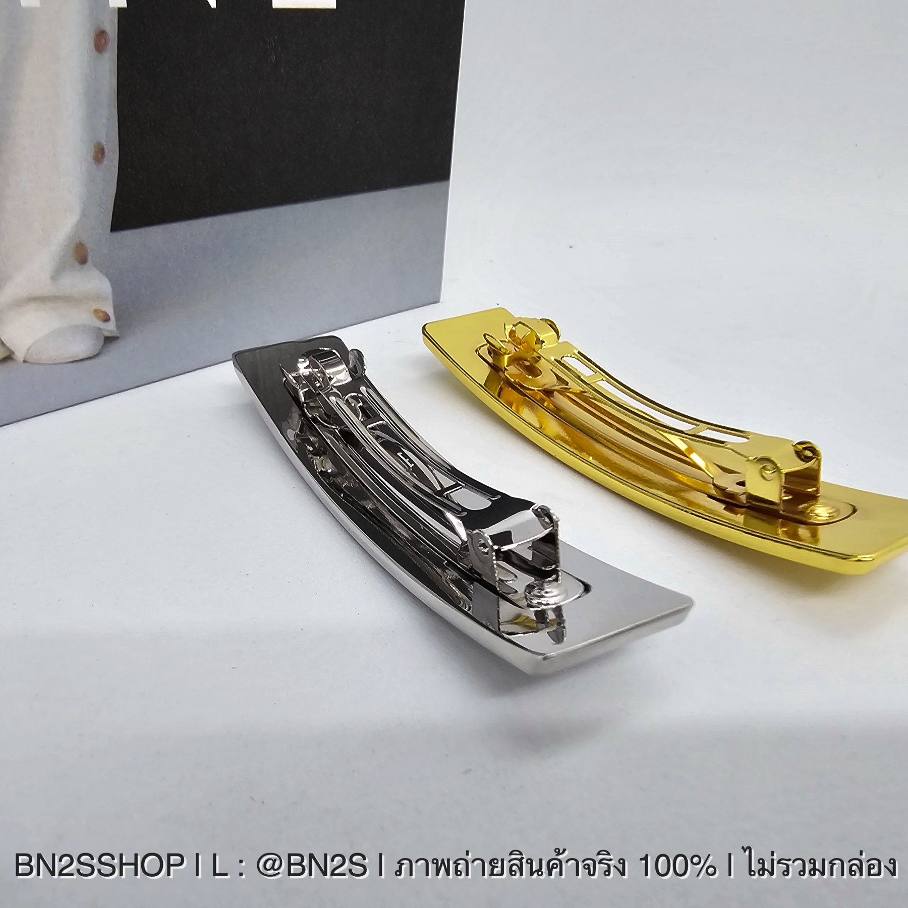 สีทอง | พร้อมส่ง CELINE HAIR CLIP IN BRASS AND STEEL WITH GOLD FINISH GOLD อะไหล่สีทอง เงิน โลโก้ ตัวนูน