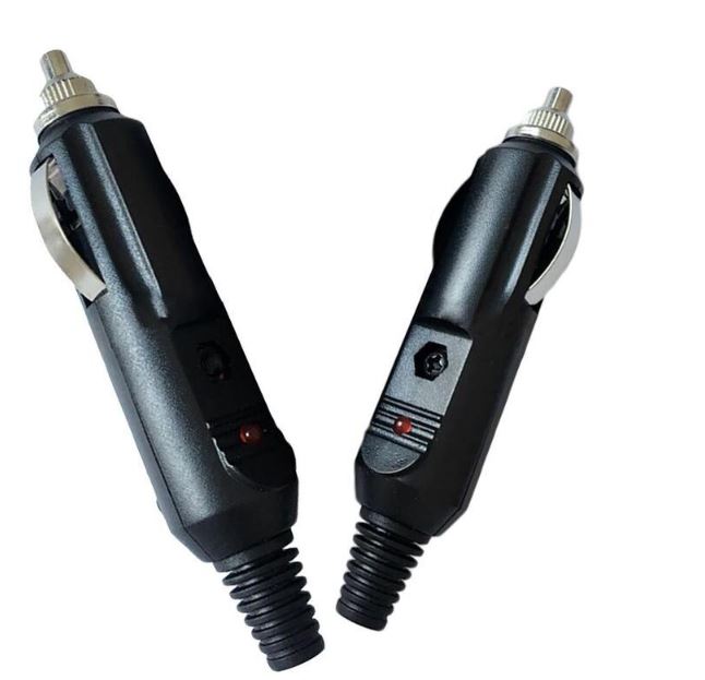 หัวเสียบที่จุดบุหรี่รถยนต์ 12V/24V ตัวผู้ มีฟิวส์ 10A ในตัว มีไฟสถานะ bakelite car with lamp cigarette lighter plug cigar head plug 12V high current car charger plug ปลั๊กที่จุดบุหรี่