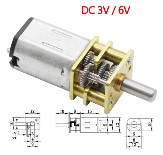 เกียร์มอเตอร์ N20 3-6V ทดรอบ 180-360 rpm Mini Micro Metal Gear Motor