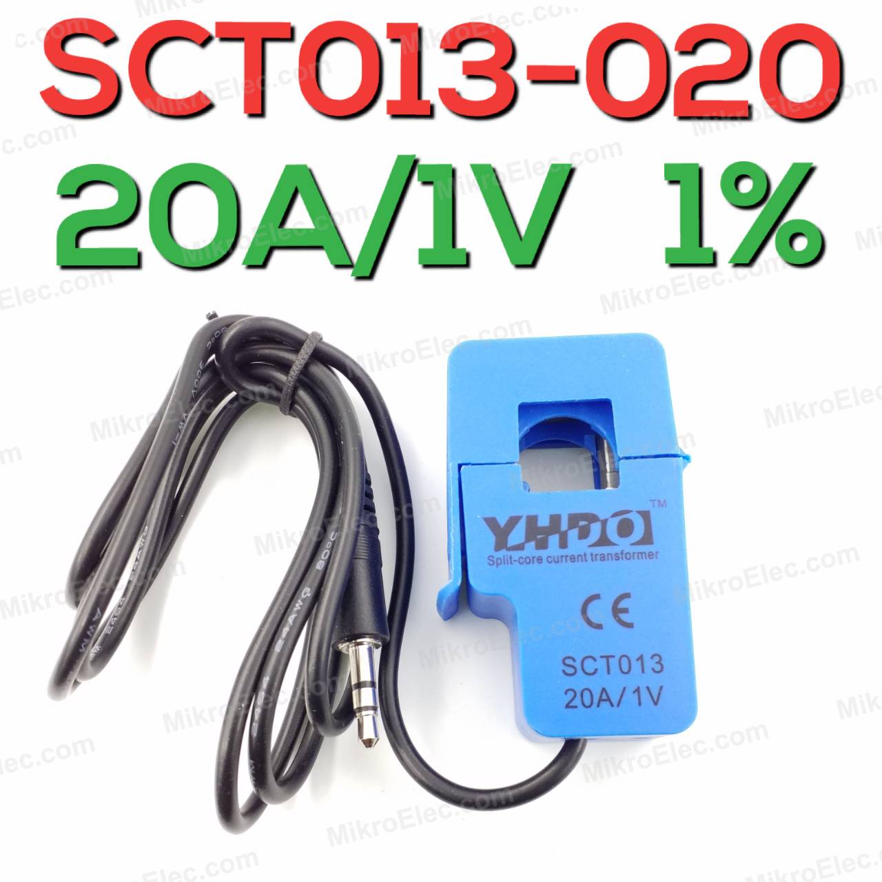 SCT-013-020 เซนเซอร์วัดกระแสไฟฟ้า 20A 1V 1% Non-invasive AC current sensor Split Core Current Transformer