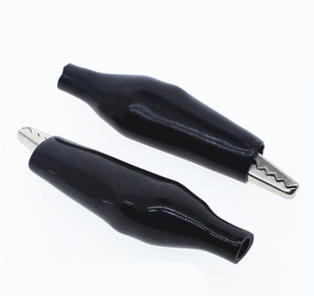 ปากจระเข้ ยาว 28mm. สีดำ Electrical Alligator Clip Test lead cable Metal Clamp Testing Probe Crocodile Black Cover คลิปปากจระเข้ ตัวหนีบสายไฟ ตัวหนีบ