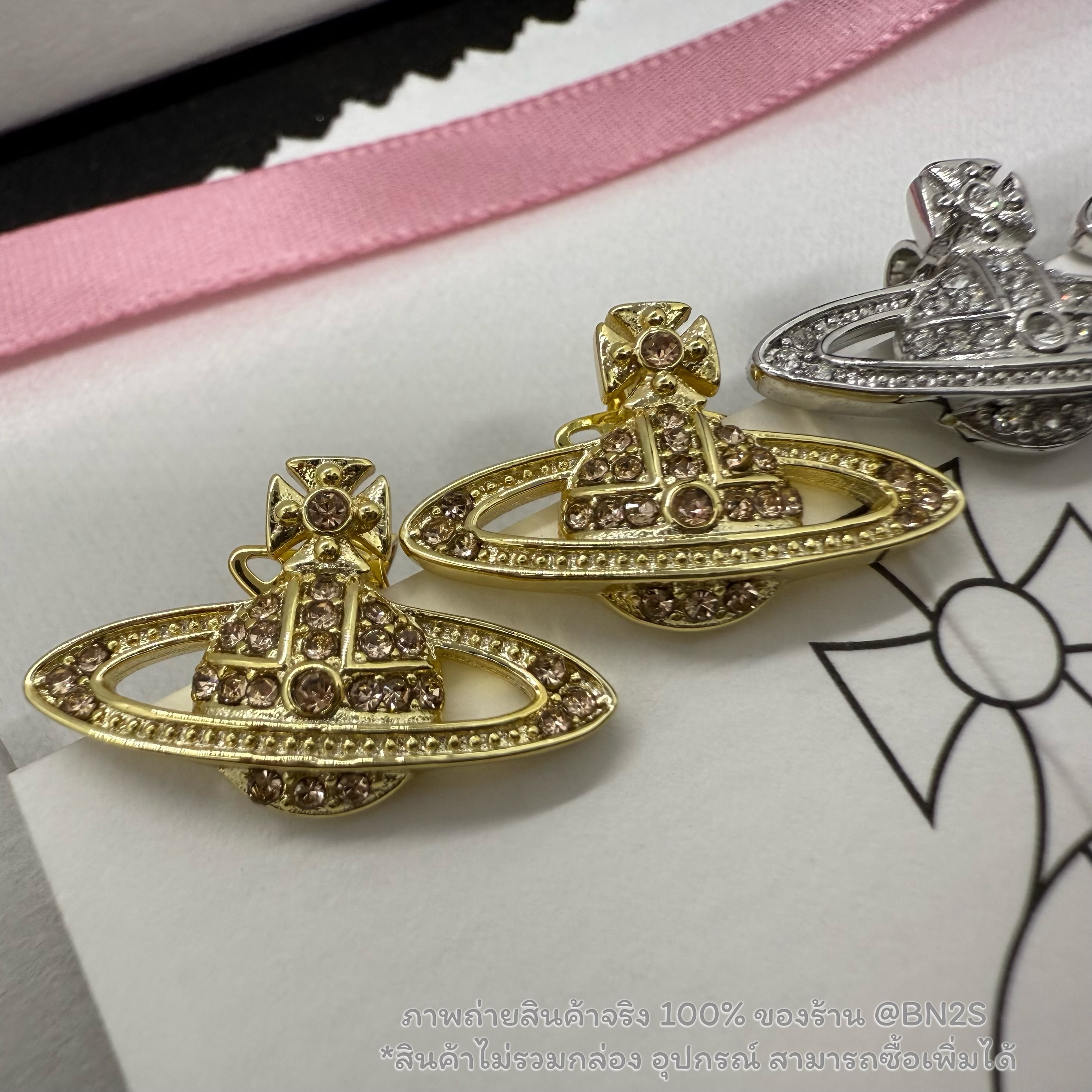 อะไหล่ทอง | [ออริ] Vivienne Westwood Mini Bas Relief Earrings ต่างหูวิเวียน รุ่นคลาสสิค นิยมมาก งานเทียบแท้ ไม่ลอกไม่ดำ พร้อมส่ง มีถุงกระดาษ ซองซิปล็อค