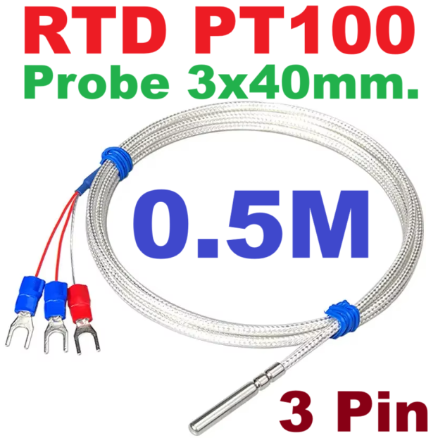 PT100 probe 3x40mm. 0.5M 3Pin Resistance Temperature Detector Module RTD Sensor