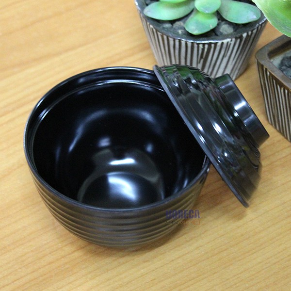 4-inch wavy miso bowl [black] smiling fish