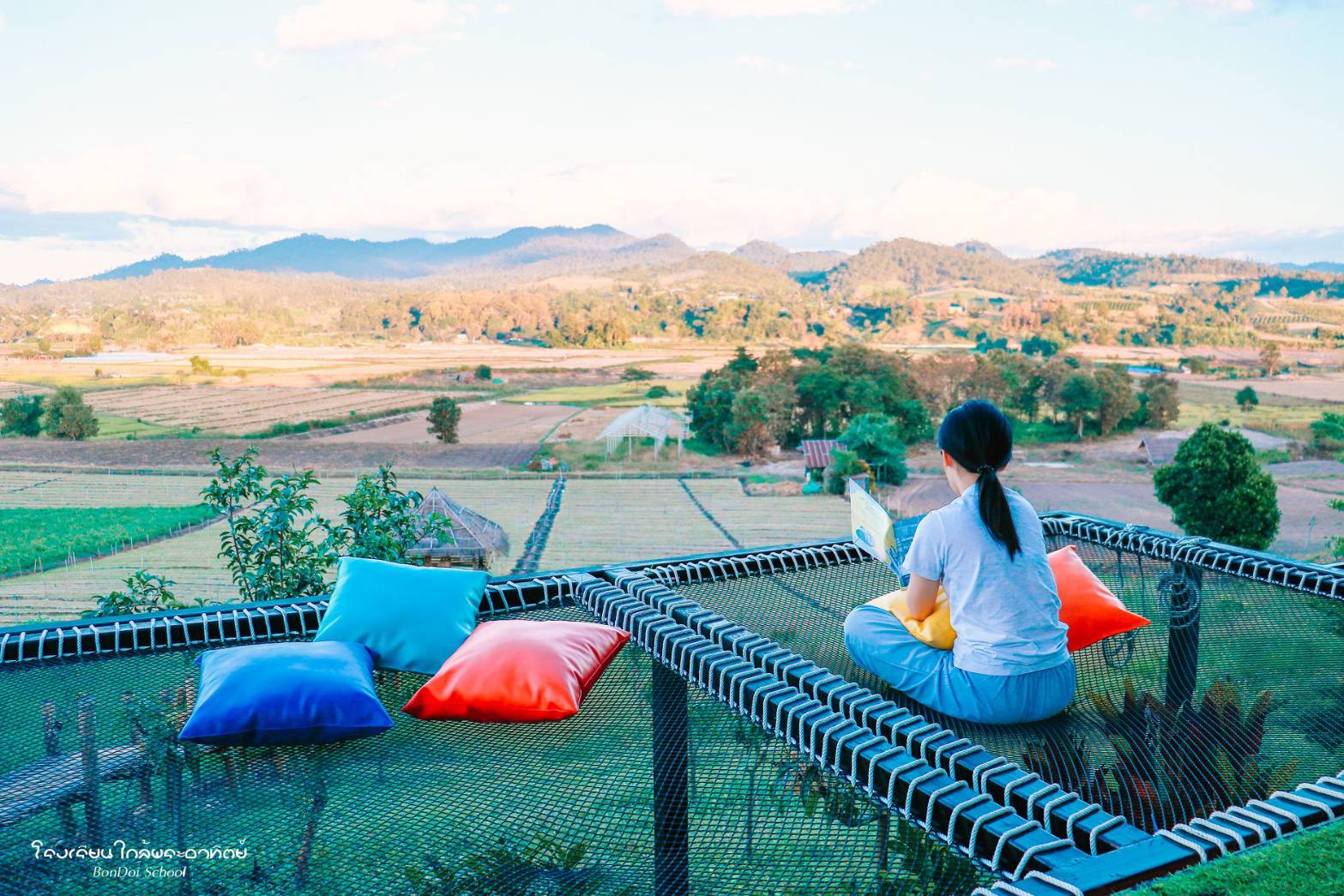 ตาข่ายริมน้ำ เปลตาข่ายร้านอาหาร 🔸รุ่นหนา 2 ชั้น 🔸 ขนาด 120 x 180 cm. + เชือกมัดติดตั้ง🔸