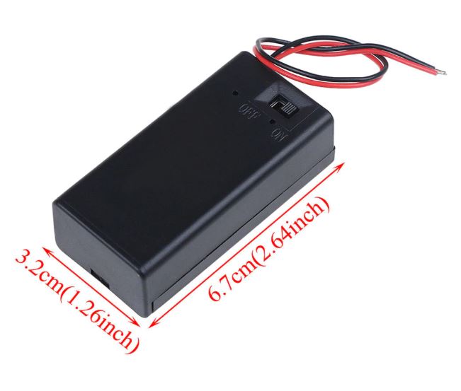 รางถ่าน 9V มีสวิตช์และฝาปิด 9V Battery Storage Case Plastic Box Holder With Leads ON/OFF switch cover