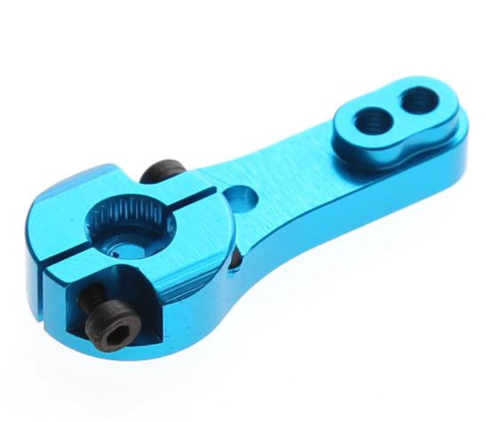 แขนยึดเซอร์โวมอเตอร์ สีน้ำเงิน 25T Metal ALUMINIUM blue color Servo Horn Rocker Arm RC Servo motor