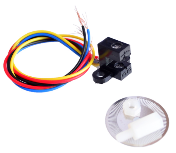 เซ็นเซอร์วัดความเร็วรอบล้อ พร้อมแผ่นจานหมุน Photoelectric encoder/speed sensor encoder smart car CBDE car model