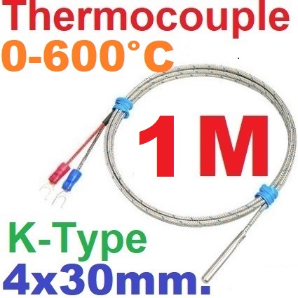 เทอร์โมคัปเปิล Probe 4*30mm. length 1 M. Thermocouple K-Type Temperature 0-600C Sensor 4x30 มม. ยาว 1 เมตร Probe สแตนเลส304