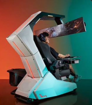 เก้าอี้เล่นเกม R1Pro Galaxy Battleship Zero Gravity พร้อมห้องนักบินปรับระยะการมองได้ เก้าอี้เล่นเกมแคปซูลอวกาศ