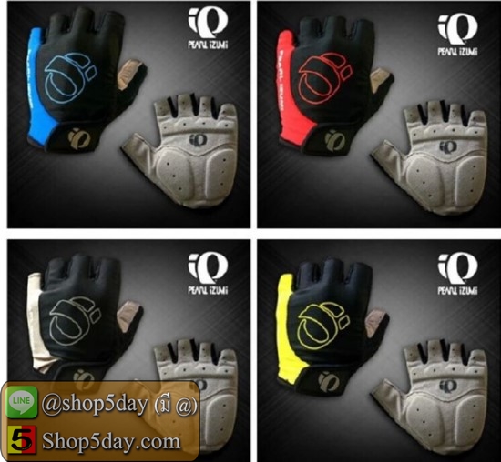 ถุงมือ PEARL IZUMI ถุงมือเจล ขี่จักรยาน ลดล้าง ถุงมือจักรยาน ถุงมือครึ่งนิ้ว สีฟ้า แดง เทา เหลือง