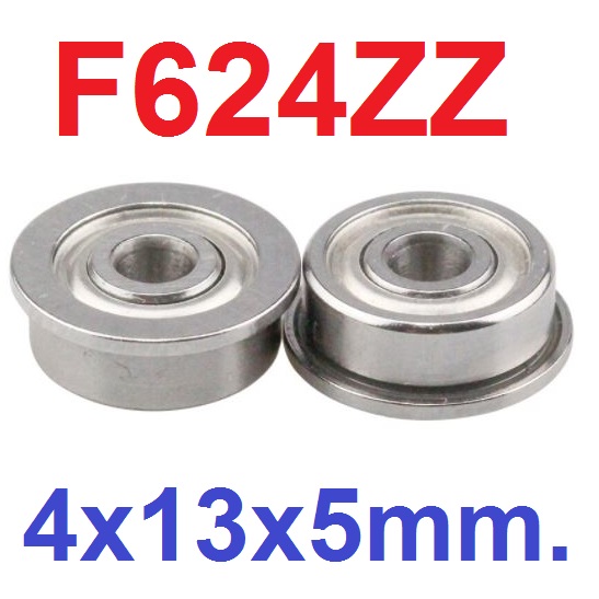 แบริ่งแบบมีปีก F624ZZ flange Ball Bearing 4x13x5mm ใส่แกน 4mm Bearing steel 4*13*5mm High Quality Chrome Steel ตลับลูกปืน แบริ่งมีขอบข้าง