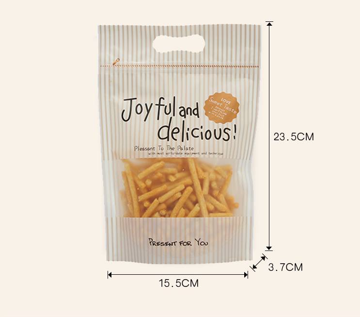 ถุงซิปล็อคใส่คุ๊กกี้ เปิดหน้าต่าง ก้นตั้งได้ ลาย Joyful and Delicious