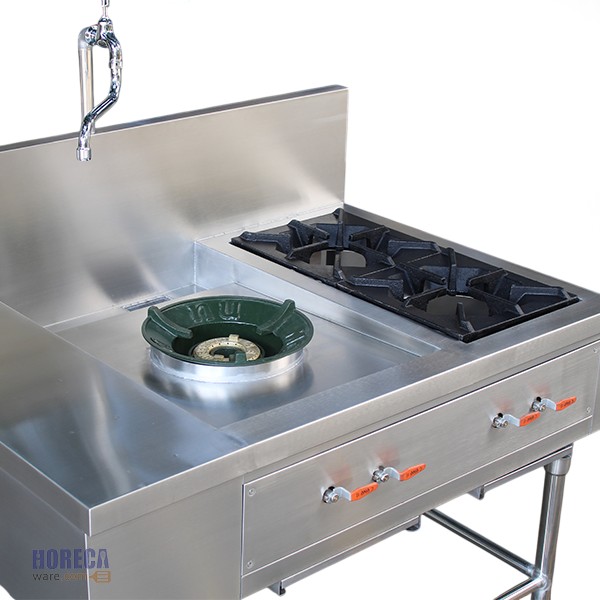 เตารางน้ำ kb5-1หัว + เตาฝรั่ง2หัว+มีที่พักขวา ยาวรวม 110cm ตราแมสเตอร์แวร์