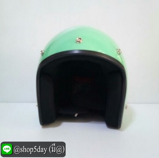 🔥หมวกกันน็อคแนววินเทจสีเขียวมิ้น