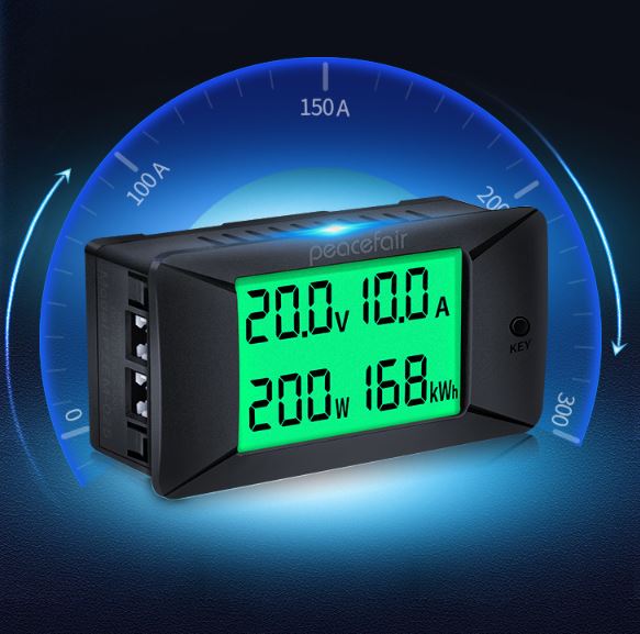 PZEM-025 DC 0-300v 100A Shunt Bidirectional Battery Tester DC Digital Green LCD Ammeter Voltmeter Power Kwh Voltage Meter