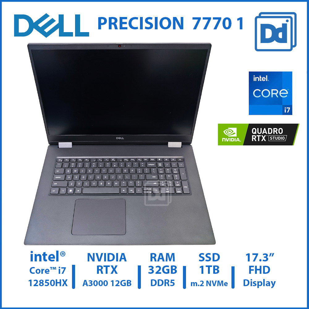 DELL PRECISION 7770 INTEL i7-12850HX NVIDIA RTX A3000 12GB NVMe 1TB RAM 32GB USED 1 โน๊ตบุ๊คทำงาน