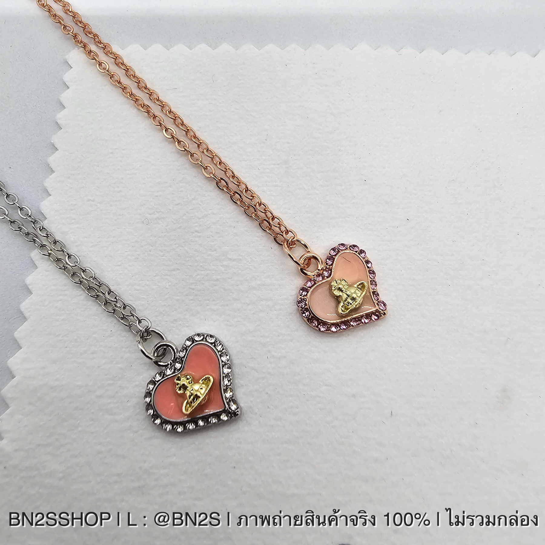 สีเงิน | Vivienne Westwood Petra Necklace Pendant สร้อยคอสายโซ่ จี้หัวใจ Petra ยี่ห้อ วิเวียน เวสทวู๊ด งานปั๊มโลโก้ตัวจี้