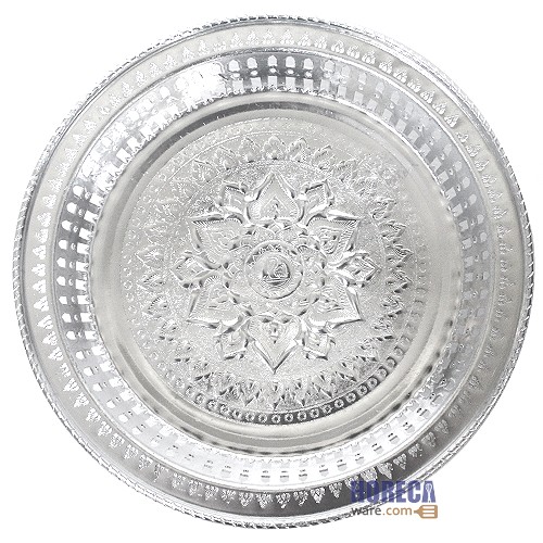 Rattanakosin tray, silver color, 26 cm, Goose brand