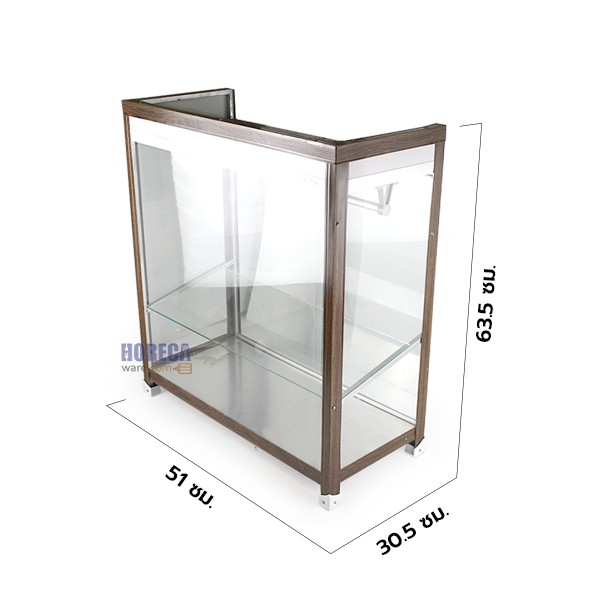 ตู้ก๋วยเตี๋ยวอลูมิเนียม 26" โครงลายไม้โอ๊ก ตราไลออน (งดจัดส่ง ปณ.)