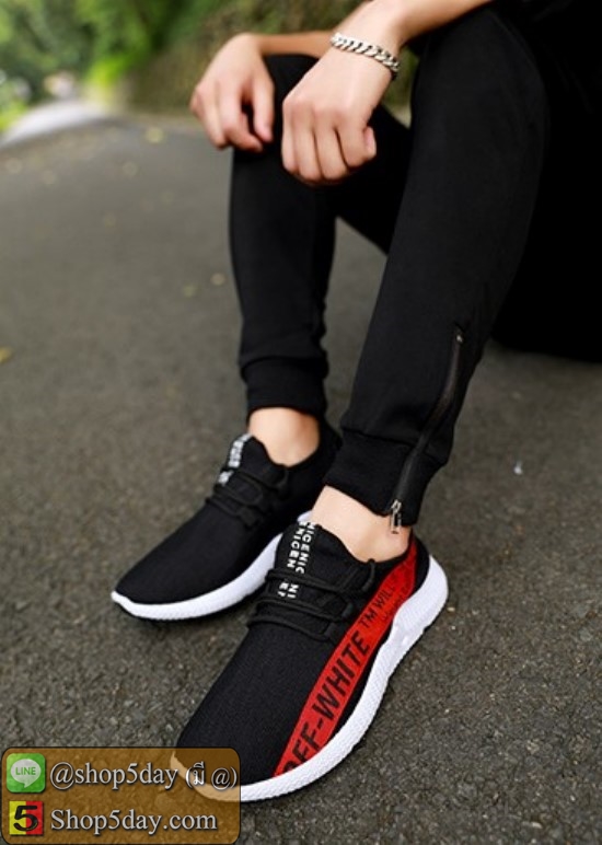 รองเท้าลำลองตาข่ายแฟชั่นเกาหลี สไตล์แบรนด์ดัง (แถบแดง)