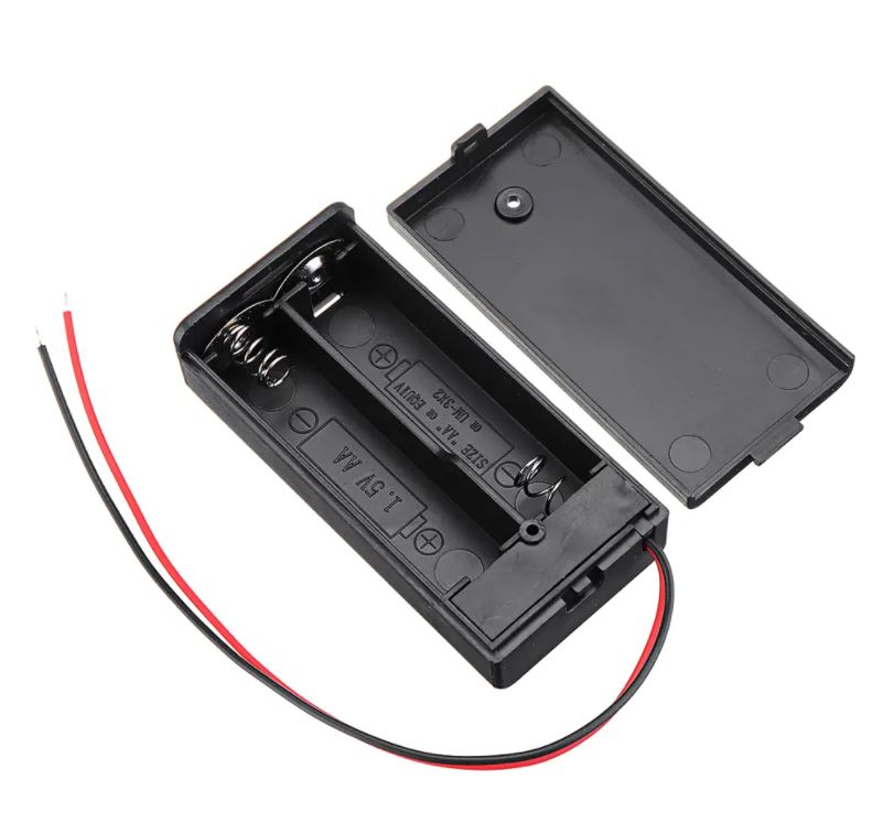 รางถ่าน AA 2 ก้อน 3V มีสวิตช์ ฝาปิด พร้อมสายไฟ 2 section Battery Holder Storage Case Box With Switch&Cover for AA Batteries Standard Container battery
