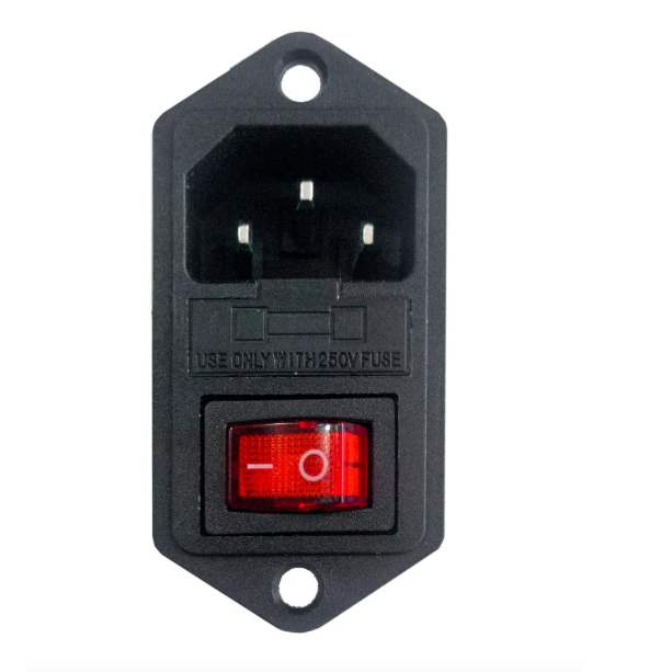AC 250V 10A male plug socket, hexagonal shape + on/off switch, model AC-01A 3 Pin Male พร้อมสวิทช์และฟิวส์ 10A