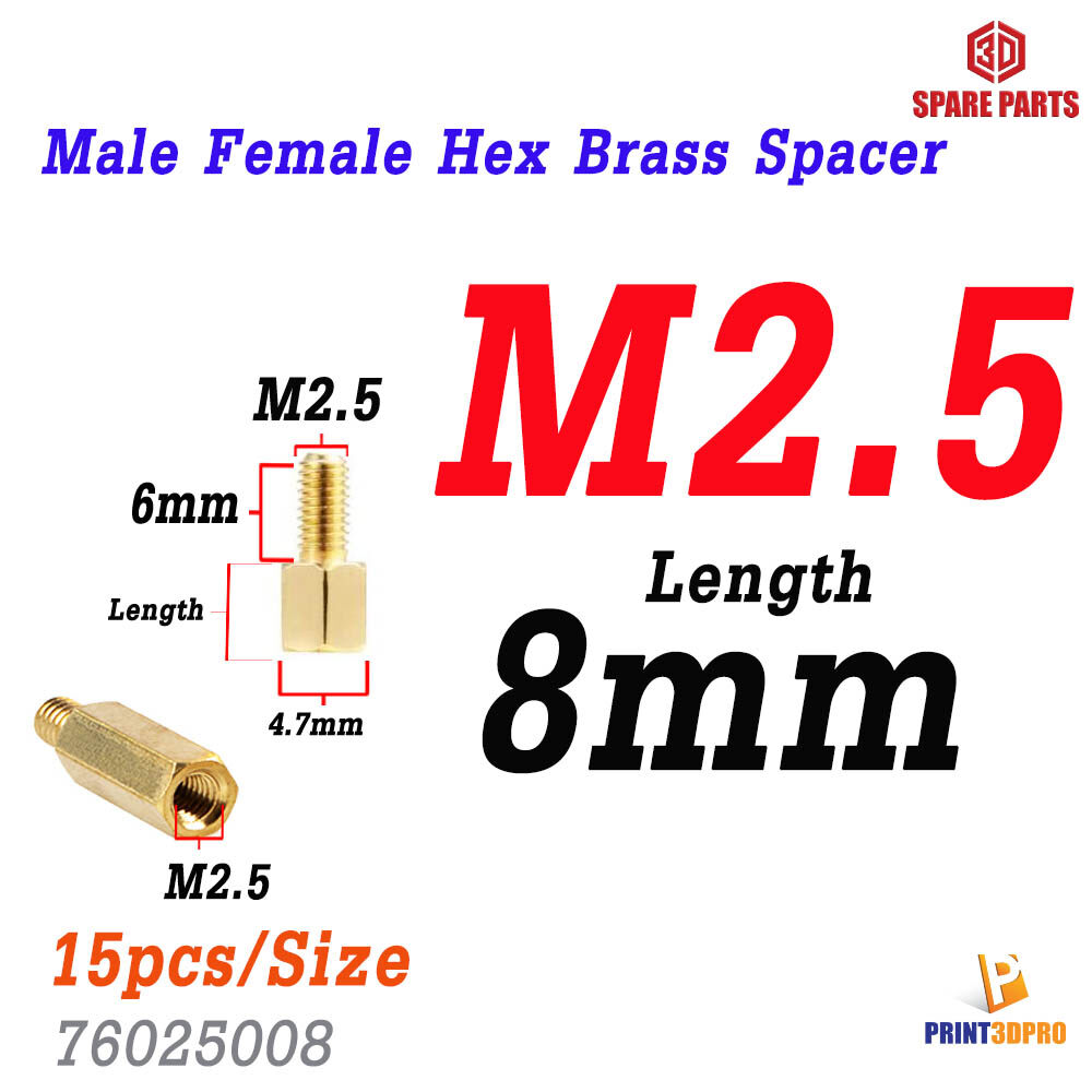 M2.5 Screw Nut Hex Brass Male Female Standoff Board Pillar Hexagon Thread PCB Motherboard Spacer Nut Hollow Column 15pcs/Size