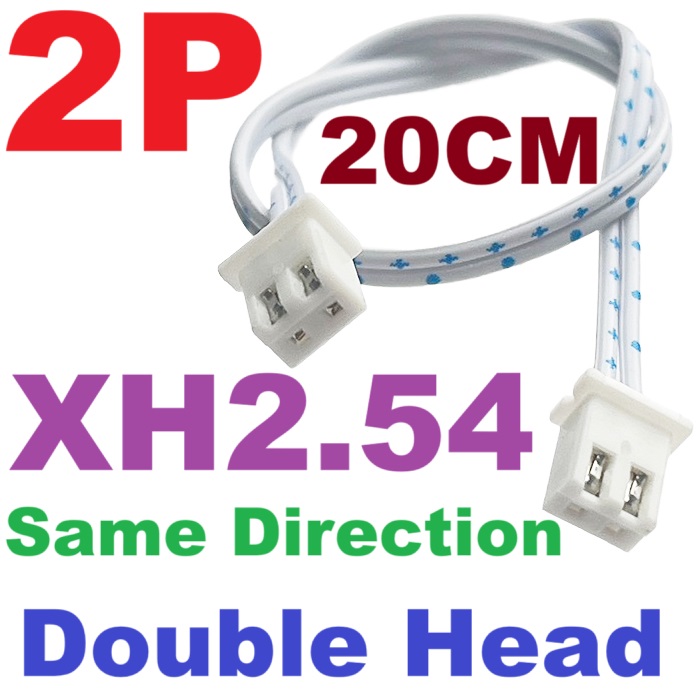 XH2.54 double head 20cm 2PIN (same direction) blue flat cable 2P plug connection terminal