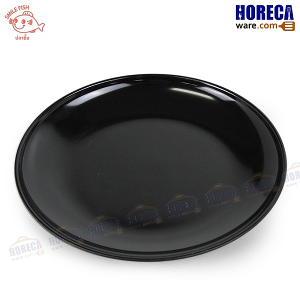 9-inch shallow round lotus leaf plate [black], Smiling Fish brand
