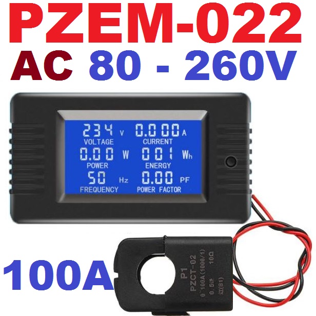 PZEM-022 Open and Close CT 100A Power Monitor Meter Voltmeter Ammeter Frequency Current Voltage Factor Meter with Split CT