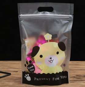 ถุงซิปล็อคขุ่น ก้นตั้ง ลายน้องหมาน้องแมว*****(1 แพค 50 ซอง)*****