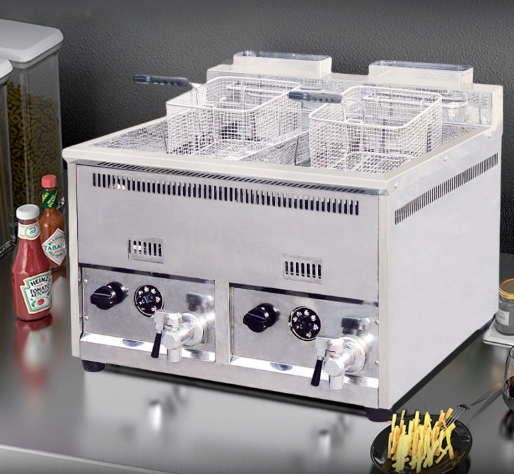 หม้อทอดไฟฟ้าเชิงพาณิชย์ Jaster เครื่องทำไก่ทอดและเฟรนช์ฟรายด์อเนกประสงค์แบบสองเตา