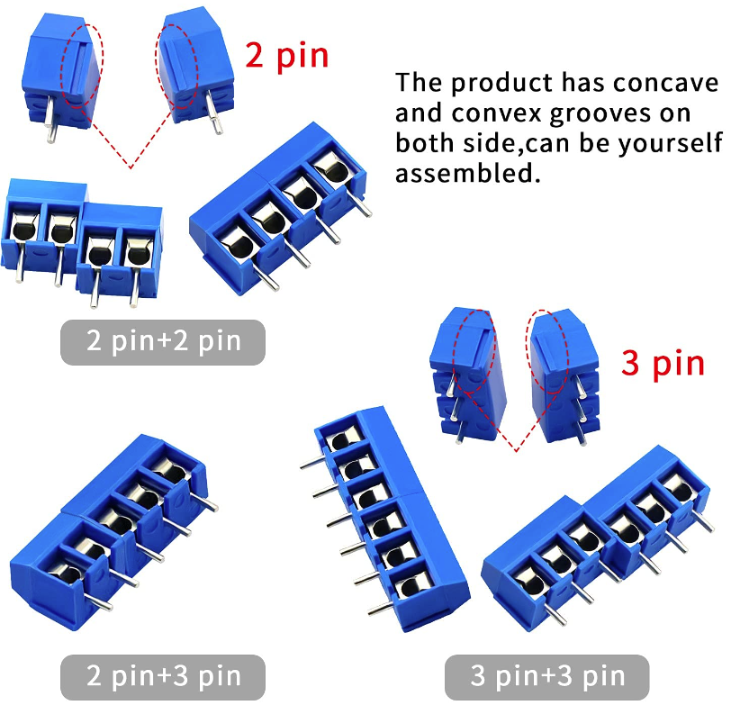 Terminal Block 3Pin Pitch 5.08mm KF301 ฺblue color Screw Terminal Block Connector 3 Pin