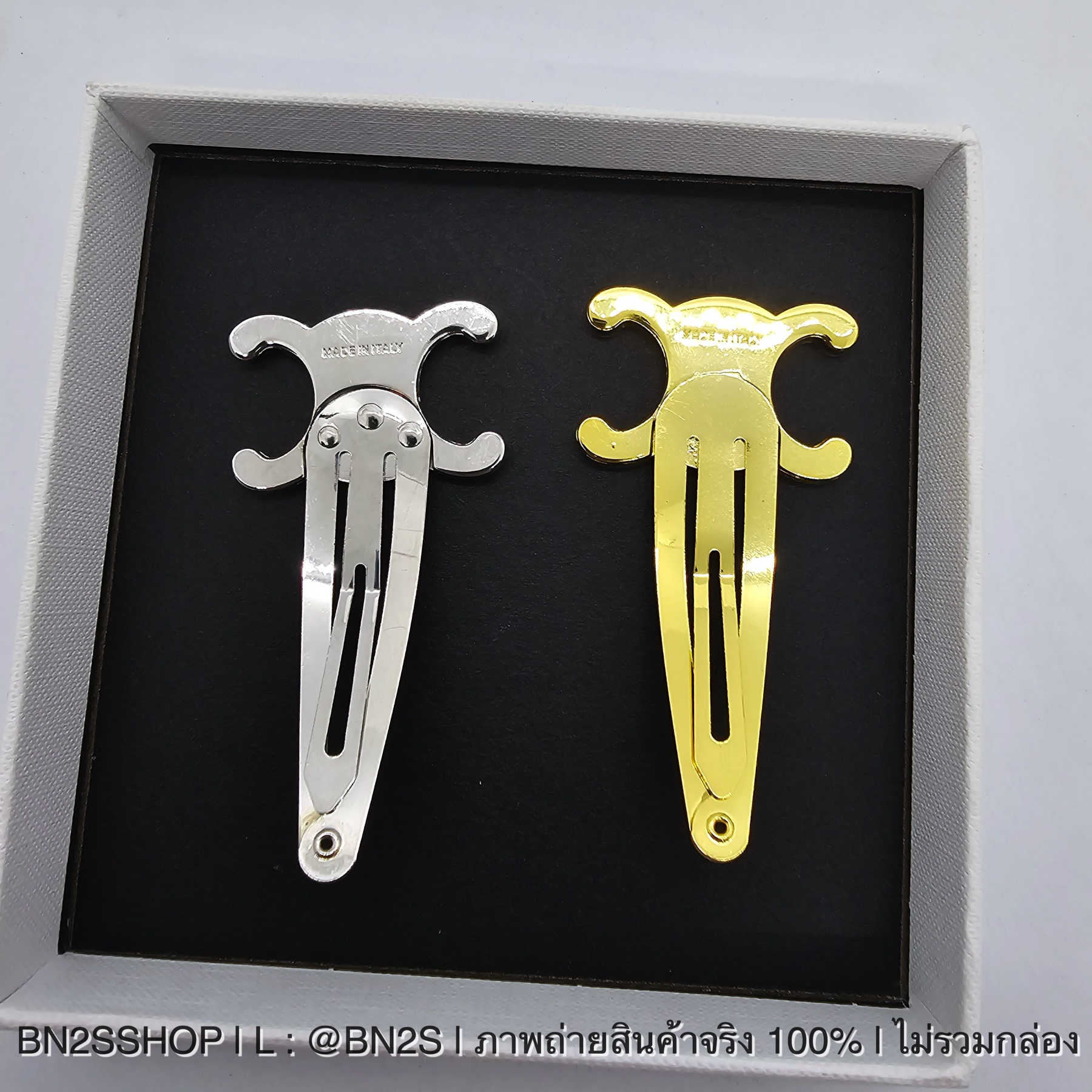 สีเงิน | Celine Snap Hair Clip With Crystal กิ๊บซีลีน งานปั๊มแบรนด์ หน้า หลัง หน้าเพชร งานสวย 1:1