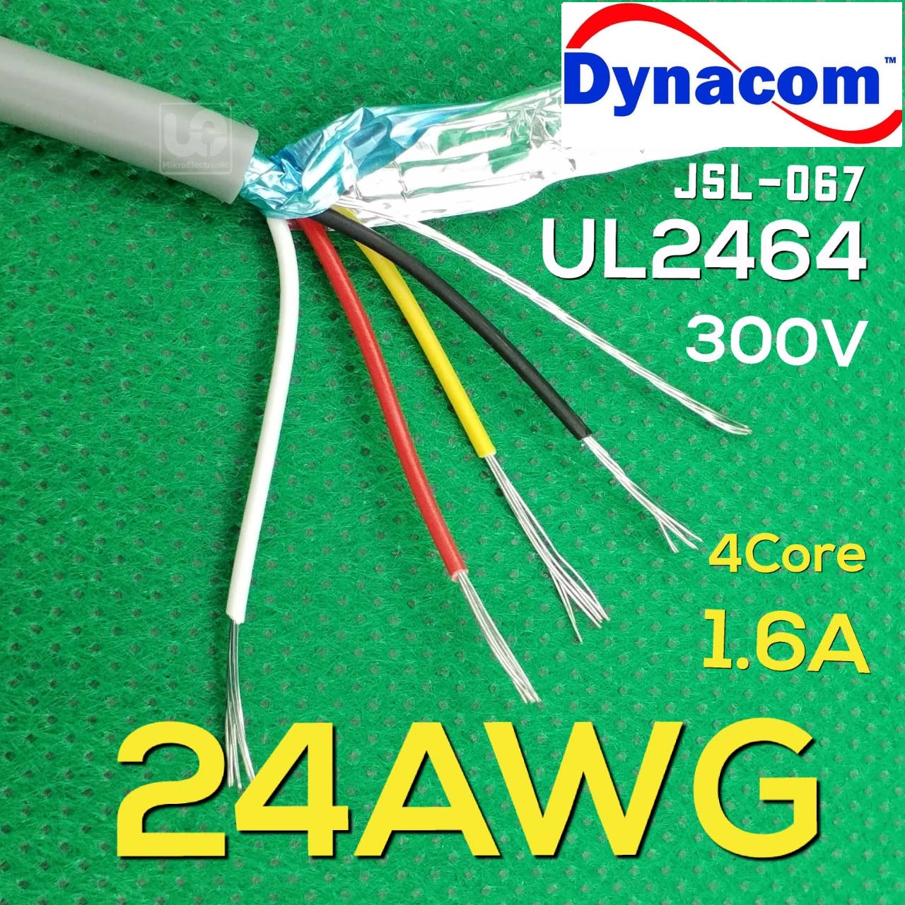 สายมัลติคอร์ 24AWG 4Core แบ่งขายเป็นเมตร JSL-067 UL2464 Multicore Cable 4Ways AL-Mylar Shield สายคอมพิวเตอร์ Dynacom