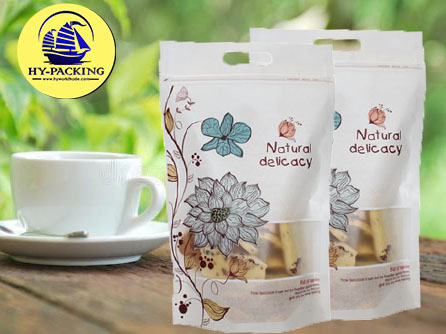 ถุงซิปล็อคเปิดหน้าต่างขุ่น ก้นตั้ง ลายดอกไม้(Natural delicacy)*****(1 แพค 50 ซอง)*****