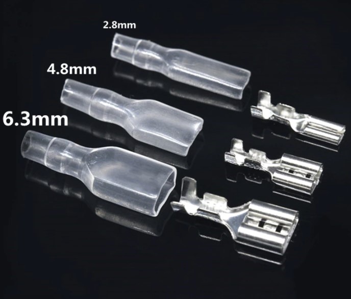 หางปลา 4.8 mm. พร้อมเปลือกหุ้ม female crimp terminal connector with transparent sheath inserted spring 4.8mm insulation plug spring insert pure copper tinned